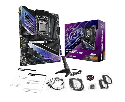 ASRock Phantom Gaming X870E Nova WiFi Socket AM5 AMD Ryzen X870 DDR5 DIMMs 8200 MHz 256 GB ATX Motherboard USB4