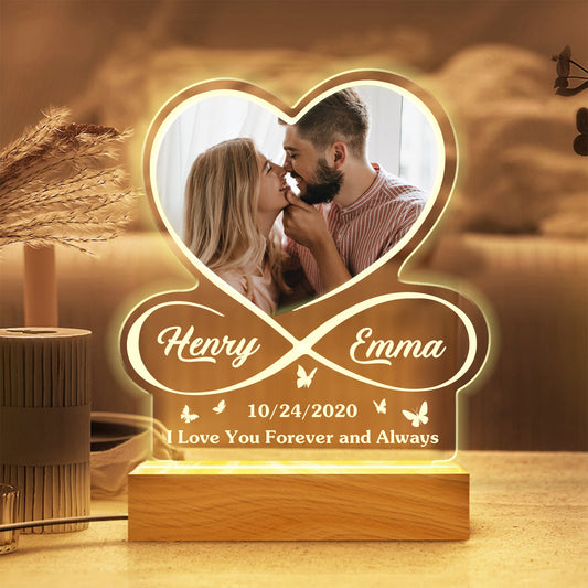 Love You Forever and Always Couple Gift Ideas -  Personalized LED Night Light, Gift For Him