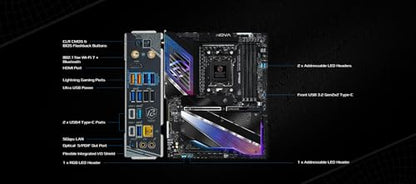 ASRock Phantom Gaming X870E Nova WiFi Socket AM5 AMD Ryzen X870 DDR5 DIMMs 8200 MHz 256 GB ATX Motherboard USB4
